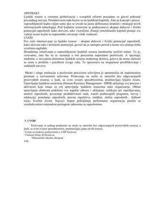 Ljudski resursi i kvalitet