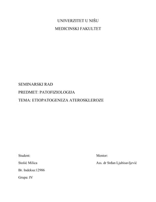 Etiopatogeneza ateroskleroze