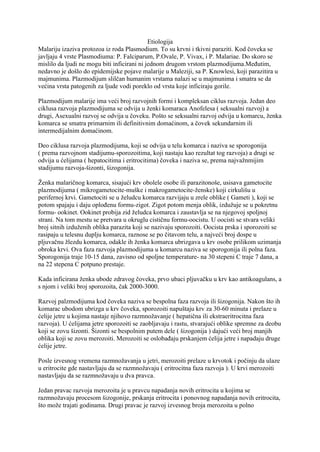 Malarija: etiologija, klinička slika i dijagnostika