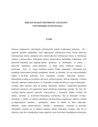 Kreativno racunovodstvo i finasijski izvestaji
