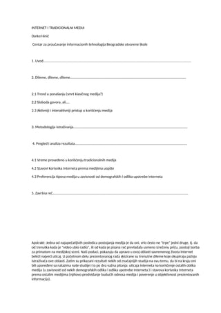 Internet i tradicionalni mediji