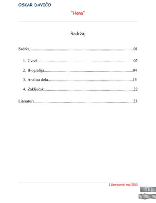 Oskar Davičo – Hana