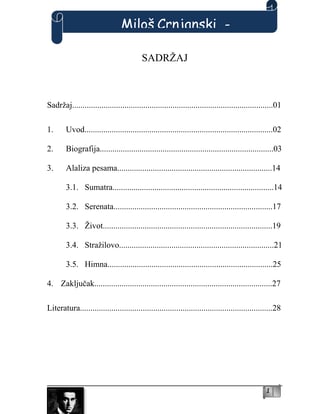 Miloš Crnjanski – Izbor iz poezije