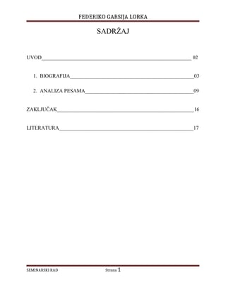 Federiko Garsija Lorka – Izbor iz pesama