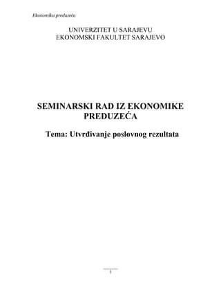 Utvrđivanje poslovnog rezultata