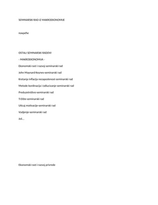Makroekonomija (seminarski radovi)