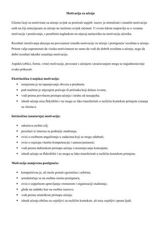 Motivacija za učenje