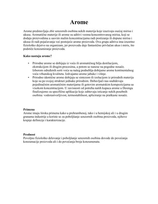 Arome: nastanak, primena i uticaj na senzorske osobine hrane