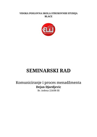 Komuniciranje i proces menadžmenta