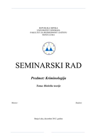 Biološke teorije iz kriminologije