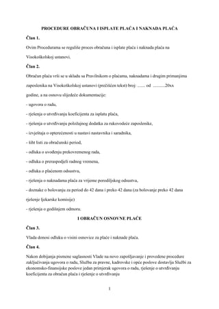 Procedure obračuna i isplate plaća i naknada plaća