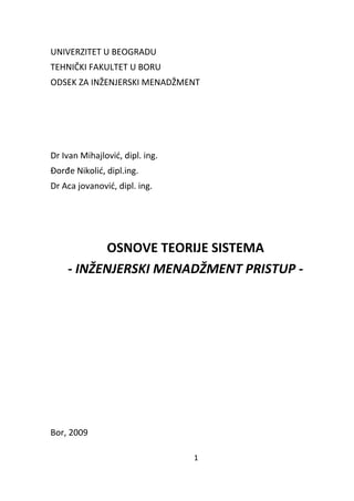 Osnovi teorije sistema – Inžinjerski menadžment pristup