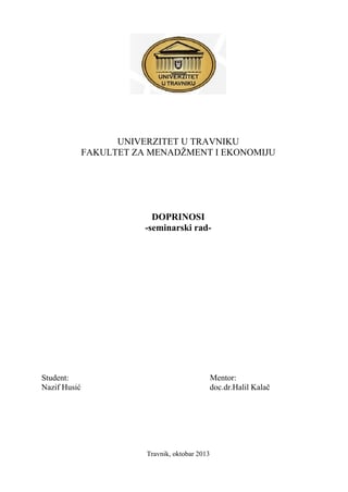 Doprinosi: seminarski rad