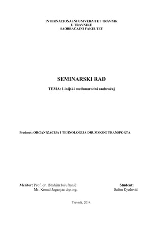 Organizacija i tehnologija drumskog transporta – Linijski međunarodni saobraćaj