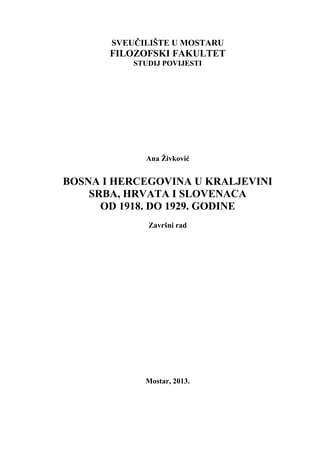 Bosna i Hercegovini u Kraljevini SHS