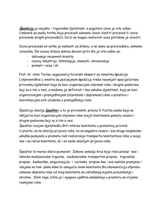 Djelatnost međunarodnih špeditera