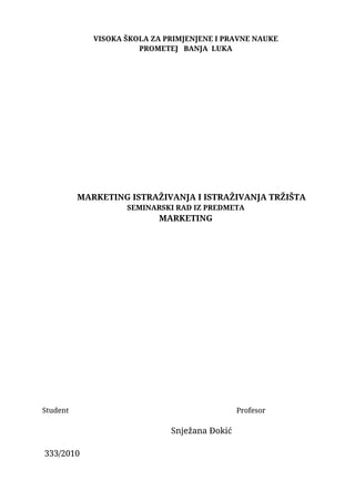 Marketing istraživanja i istraživanja tržišta