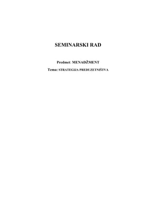 Strategija preduzetništva