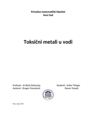 Toksični metali u vodi