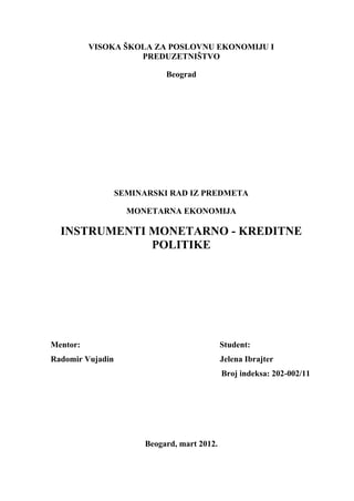 Instrumenti monetarno-kreditne politike