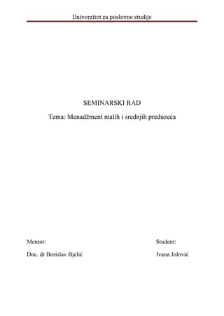 Menadzment malih i srednjih preduzeca