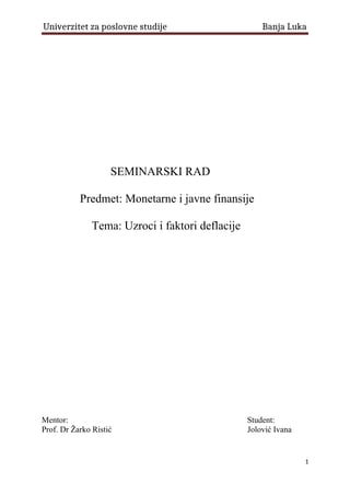 Uzroci i faktori deflacije