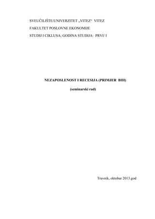 Nezaposlenost i recesija