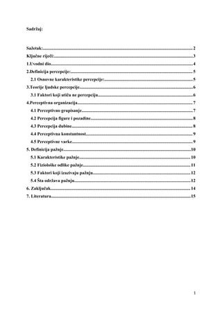 Percepcija i pažnja: teorijski pregled