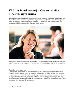 FBI stručnjaci savetuju: Ovo su tehnike uspešnih sagovornika