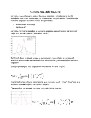 Pouzdanost – Normalna raspodela