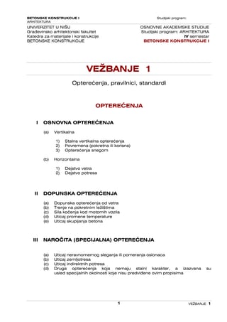 Vežbe iz betonskih konstrukcija I