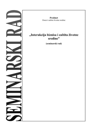 Interakcija biznisa i zaštita životne sredine