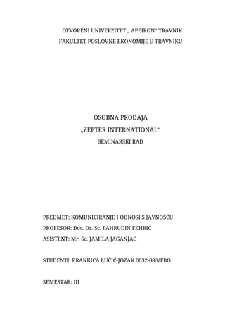 Osobna prodaja – Zepter International