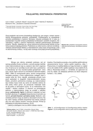 Poli(laktid) – Dostignuća i perspektive