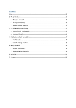 Mediji i društvo: sociološka perspektiva