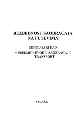 Bezbednost saobraćaja na putevima