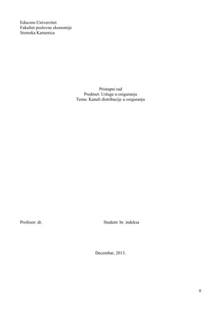 Kanali distribucije u osiguranju