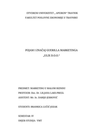 Pojam i značaj guerilla marketinga