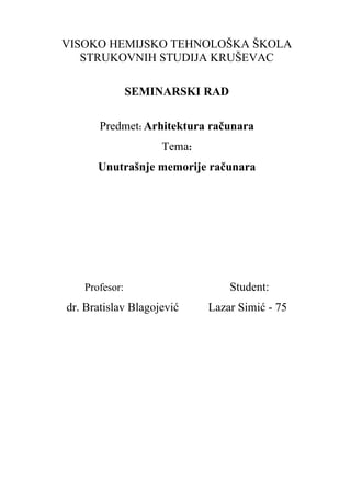 Unutrašnje memorije racunara