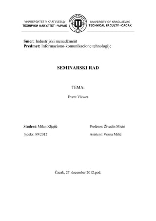 Event Viewer-Industrijski menadzment