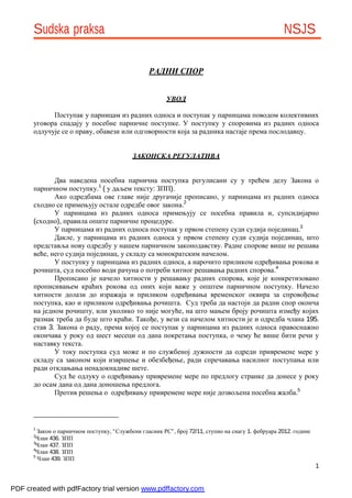 Sudska praksa- Radni spor