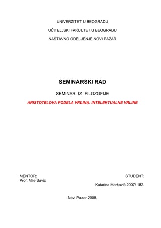 Aristotelova podela vrlina