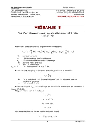 Vezbe iz betonskih konstrukcija