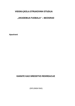 Karate kao sredstvo rekreacije