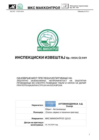 Procena rizika – Inspekcijski izveštaj