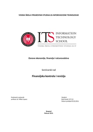 Finasijska kontrola i revizija