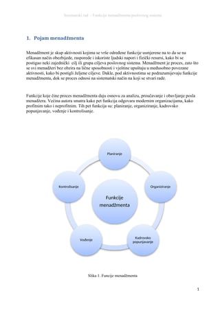 Funkcije menadžmenta poslovnih sistema