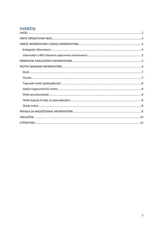 Operativne veze – Informatori