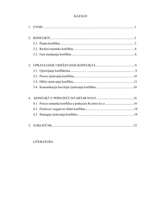 Upravljanje konfliktima u poduzeću Kvartar