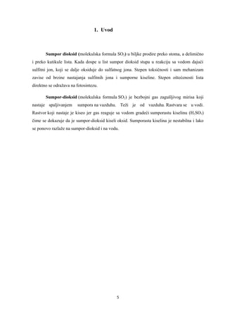 Toksično dejstvo sumpordioksida na životinjski i biljni svet